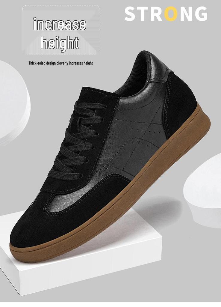 Men's Breathable Lace-up Sports Shoes, 8cm Height Increasing, Lightweight, Thick Sole, Casual Training Board Shoes