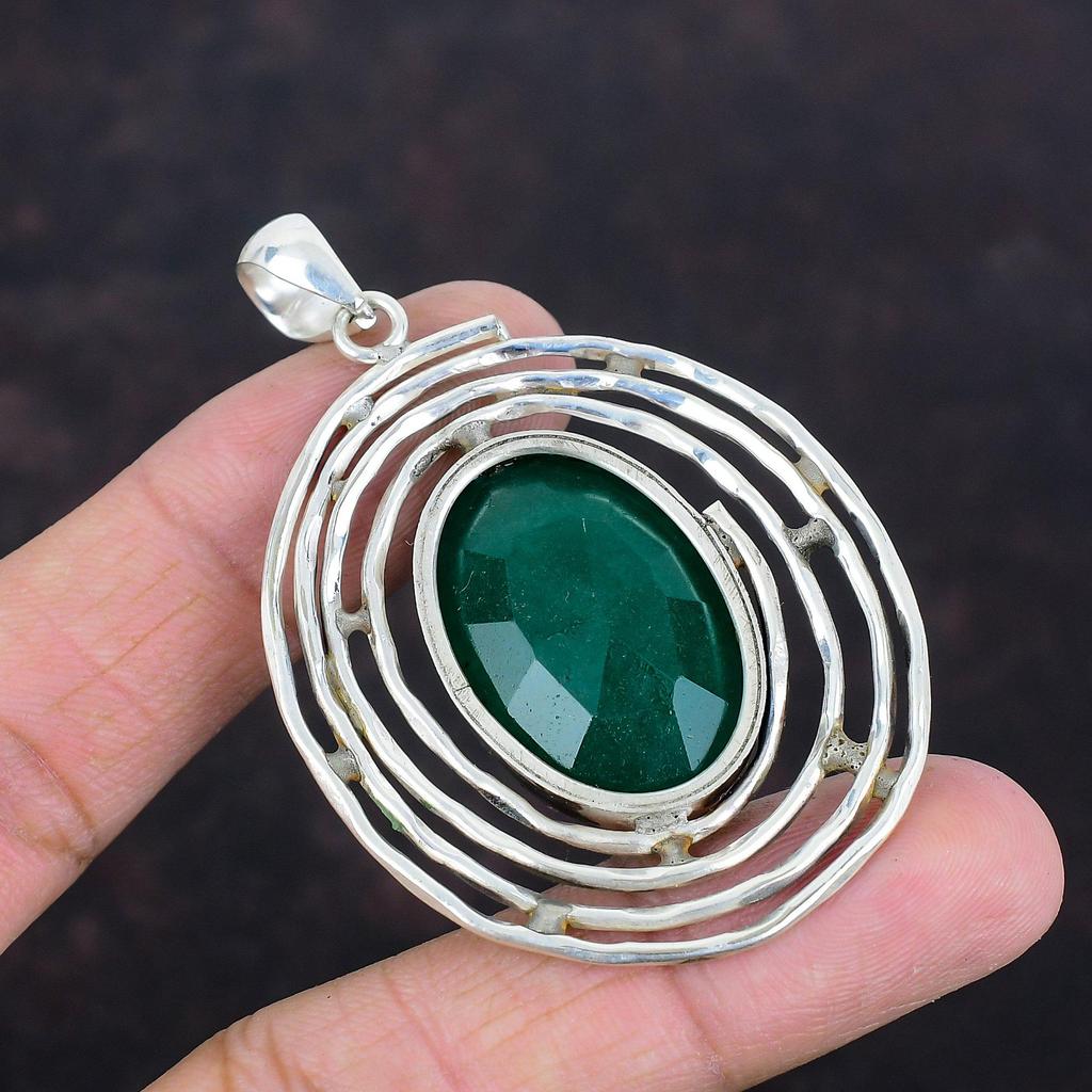 Faceted Zambian Emerald Pendant Top Quality Gemstone Pendant 925 Sterling Silver Pendant Elegant Jewelry Handmade Pendant Engagement Gifts