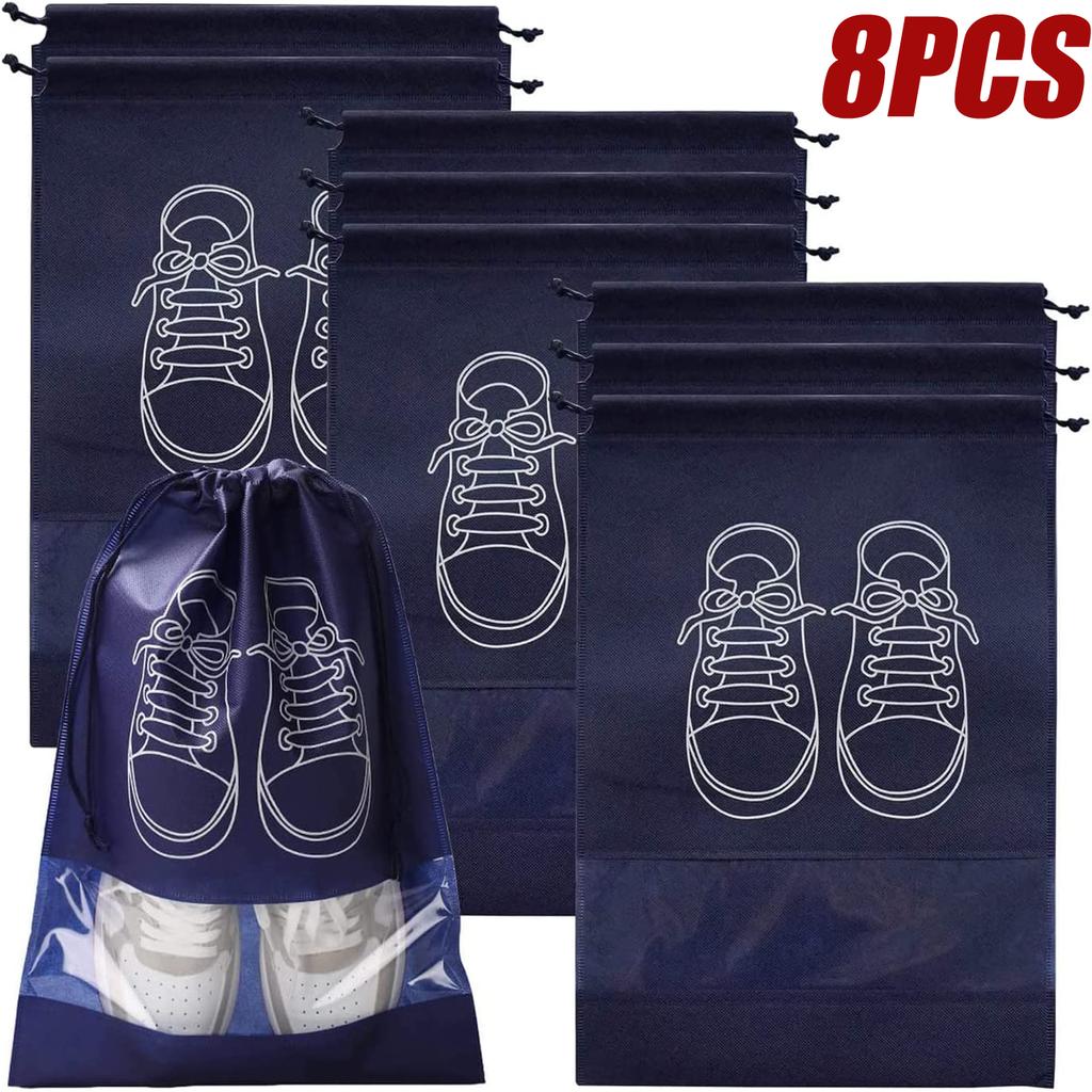 8Pcs Drawstring Shoes Storage Bags Non-woven Travel Bag Waterproof Large Shoes Organizer Pouch Clothing Classified Hanging Bags
