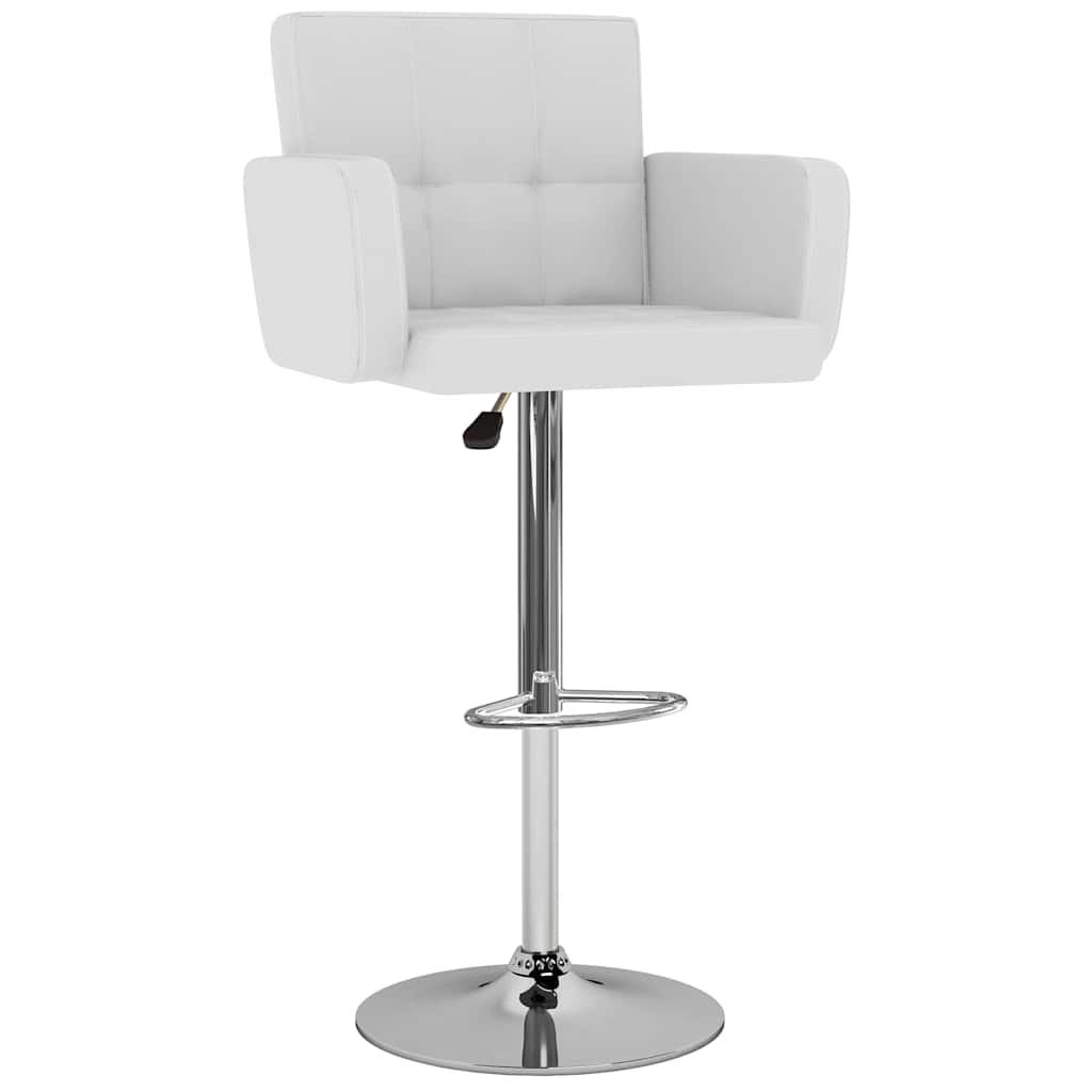 Bar Stool Set 2 Pcs White Faux Leather