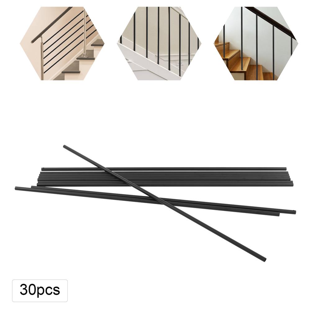 30Pcs Wrought Iron Balusters Round Hollow Straight Bar Metal Spindles 44" X 5/8" for Staircase Deck Railing,Black Matte