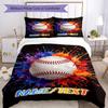 3PC Custom Name Baseball Splash Artwork Bedding Set Printed  Bedding Set Duvet Cover Closure Includes 1 Duvet Cover & 70 Pillowcases for Bedroom