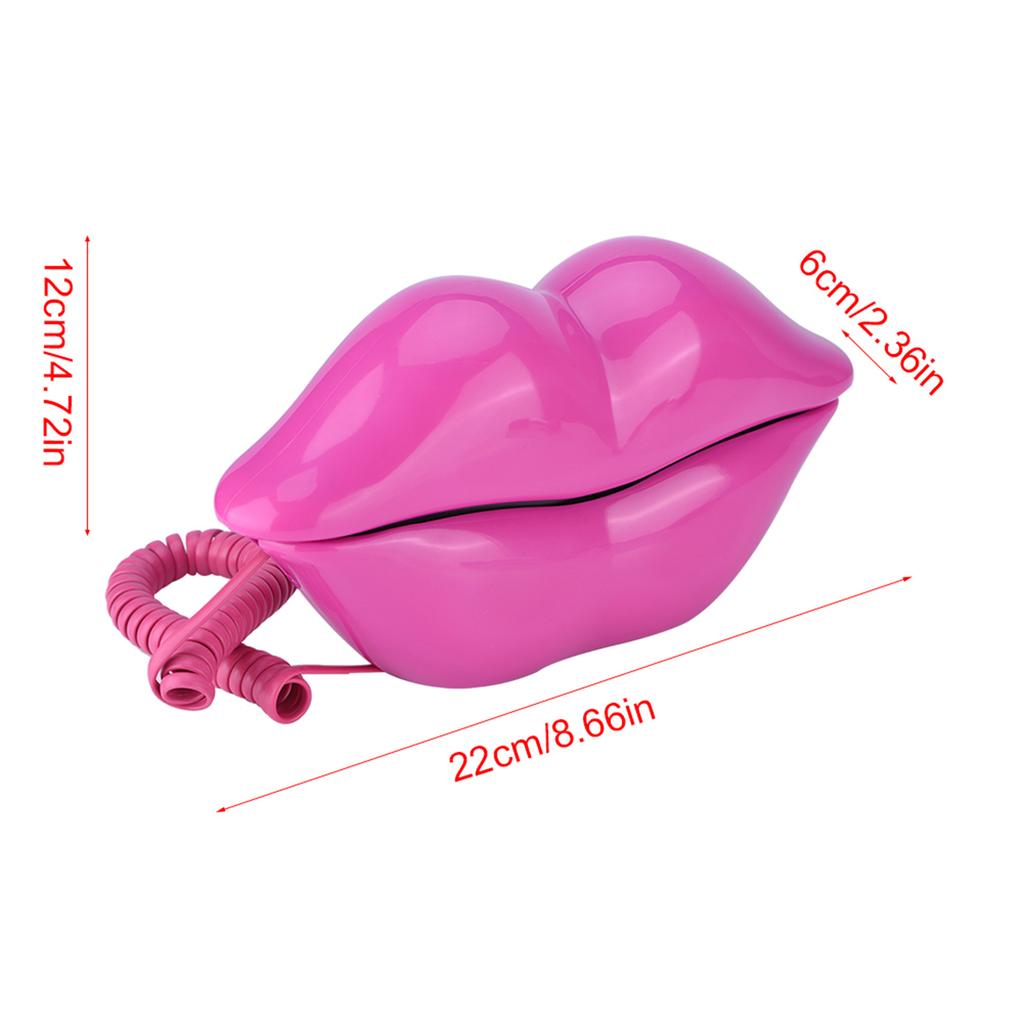 Funny Rose Red Lip Plastic Telephone Wire Landline Phone Home Decoration