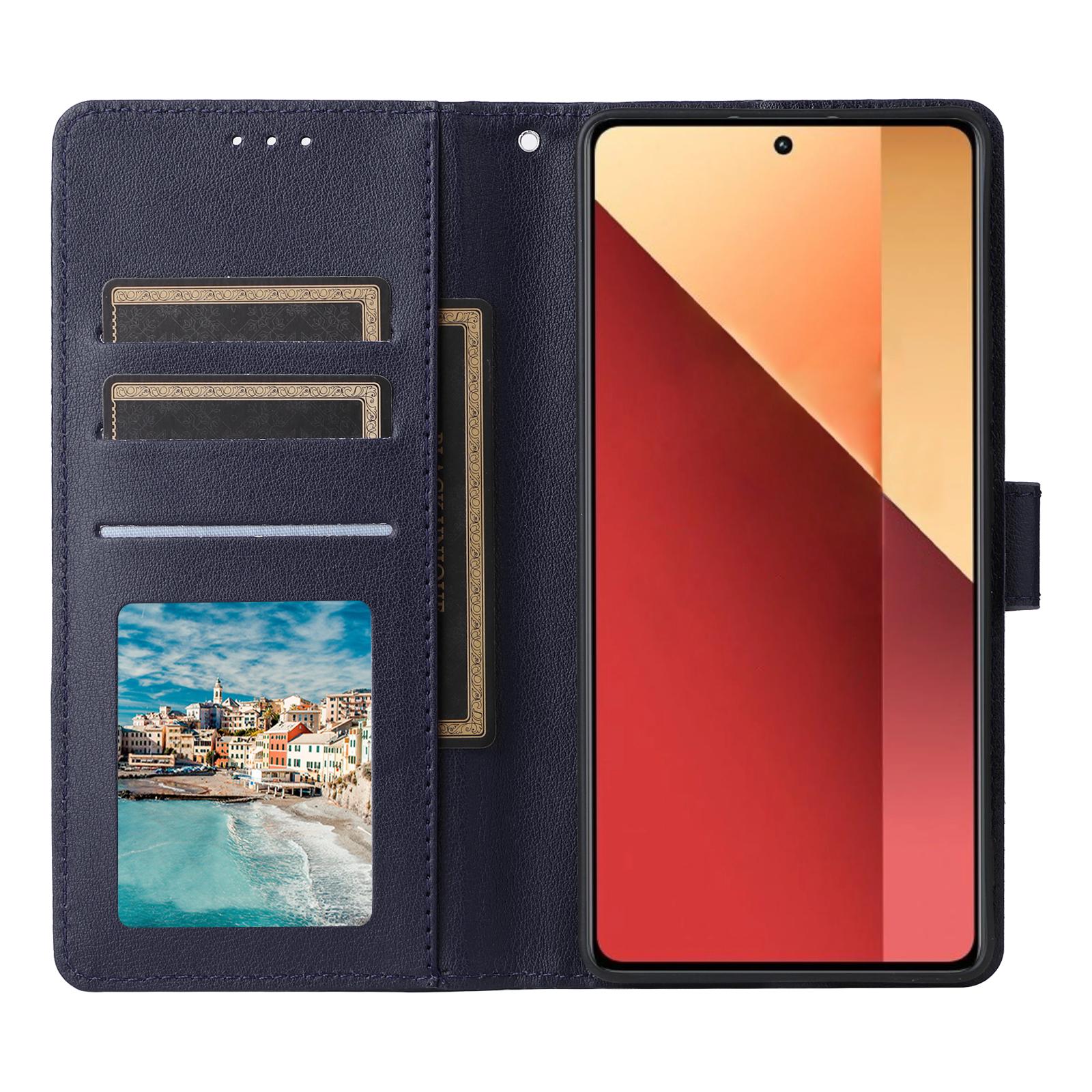 

For Xiaomi Redmi Note 13 Pro 4G/Poco M6 Pro 4G Leather Case Card Slots Phone Stand Cover Blue