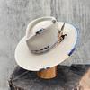 Fashion pure wool top hat with webbing feather decoration felt hat