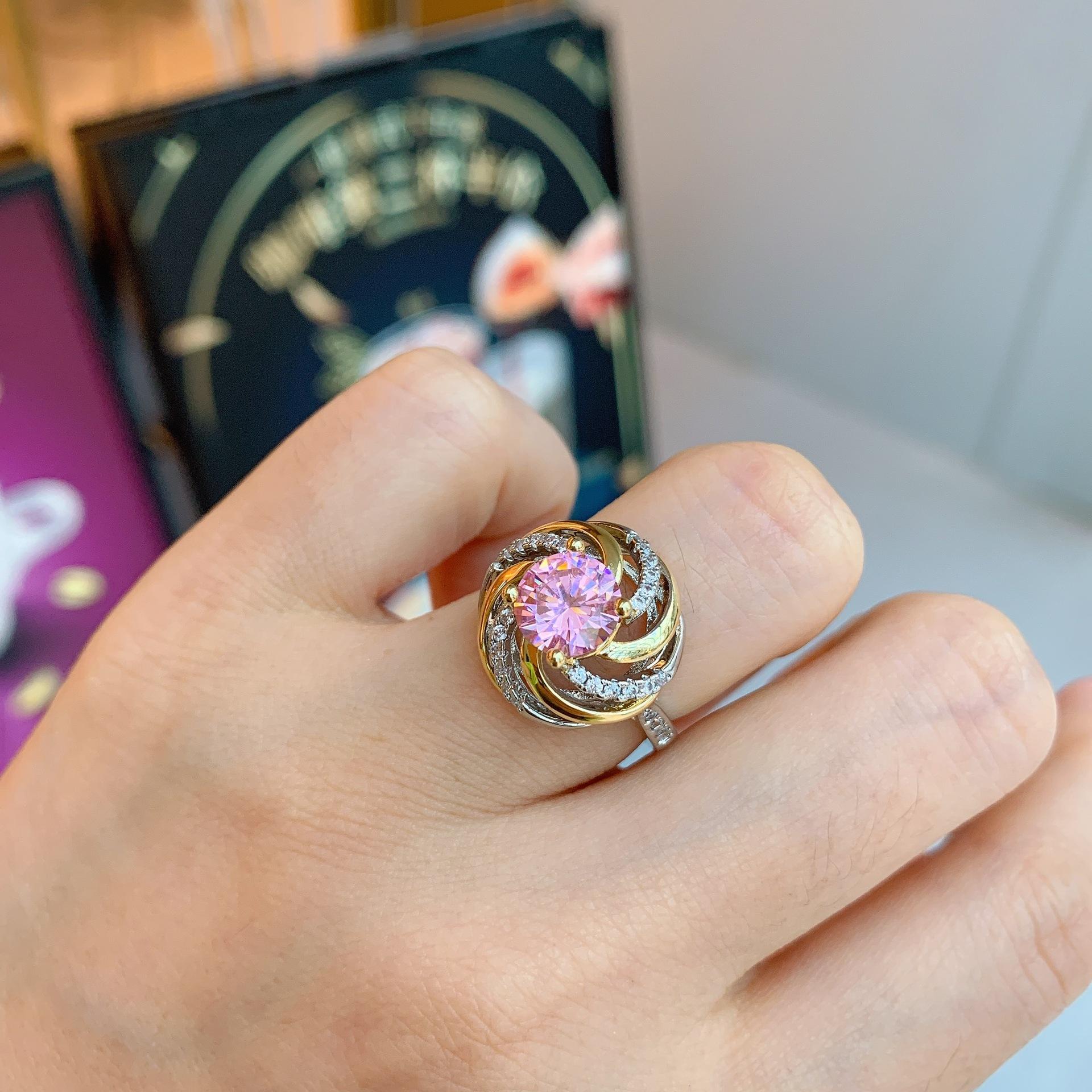 Ювелирные изделия Муассанит кольцо ретро роскошь искусственный цветной сокровище кольцо цветок сапфир кольцо розовый