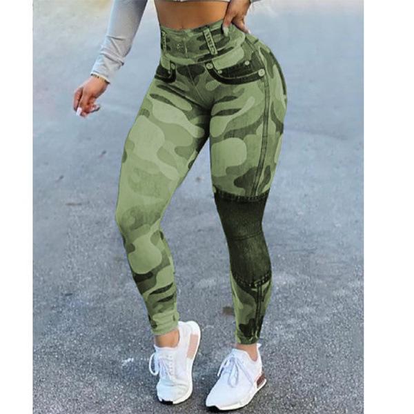 High-Waisted Plus Size Women's Faux Denim Leggings for Fitness & Yoga