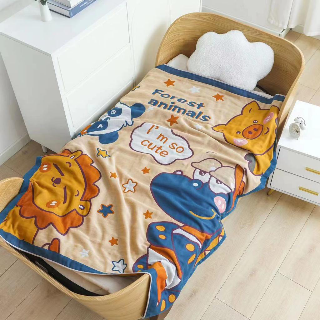 Vier Jahreszeiten Baby Baumwollgaze Handtuchdecke Neugeborenes Cartoon Kinder Babydecke Atmungsaktiv Gewaschene Baumwolle Mittagspausendecke