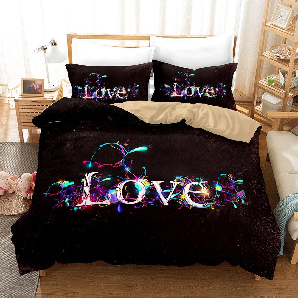 Love Heart Duvet Cover Set King Size Valentines Bedding Set Pink Love Heart Pattern Soft Microfiber Fabric For Girls Women Quilt