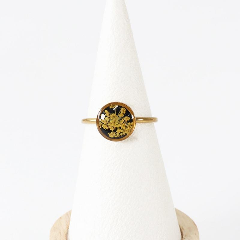 Stainless Steel Dried Flower Round Rings For Women Eternal Flower Open Finger Ring Jewelry Wedding Band Gift Wholesale New