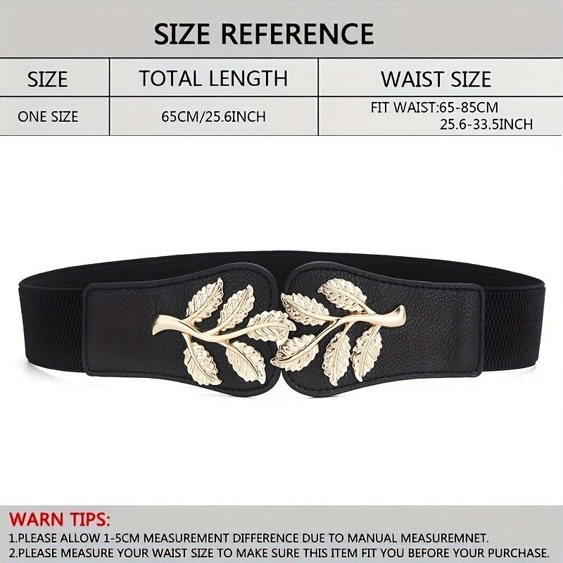 Women's Waist Cover Fashionable Gold Leaf Elastic Waist Closure With Double Hook Buckle Wide Belt Paired With Skirt Women Belt