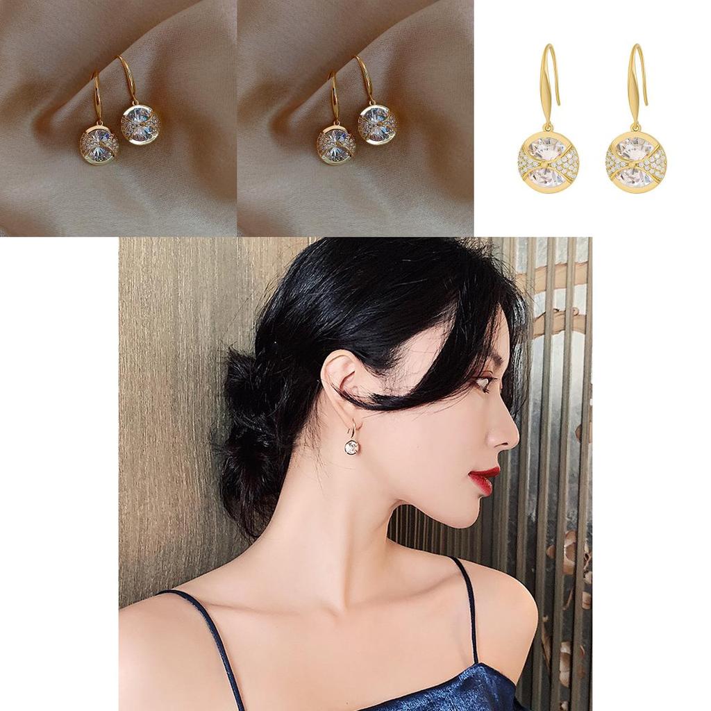 Silver Earrings Round Alloy Water Rhinestone Fashion Jewelry For Women