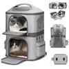 Double Layer Pet Backpack,Removable Portable Large Capacity Pet Carrier Bag,Can Accommodate Two Cat Outdoor Travel Cat Bag.