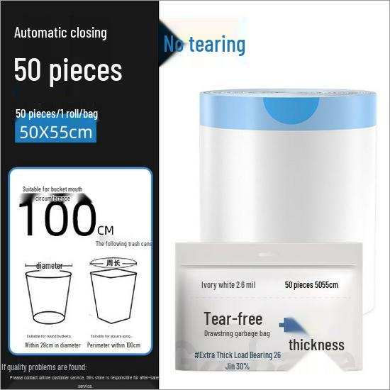 Durable Drawstring Trash Bags - Tear-Resistant, Self-Sealing Kitchen and Dormitory Use