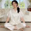 Light Luxury Style Ice Silk Girl Pajamas Summer Short Sleeves Trousers Cool Jacquard Lace Lace Loungewear