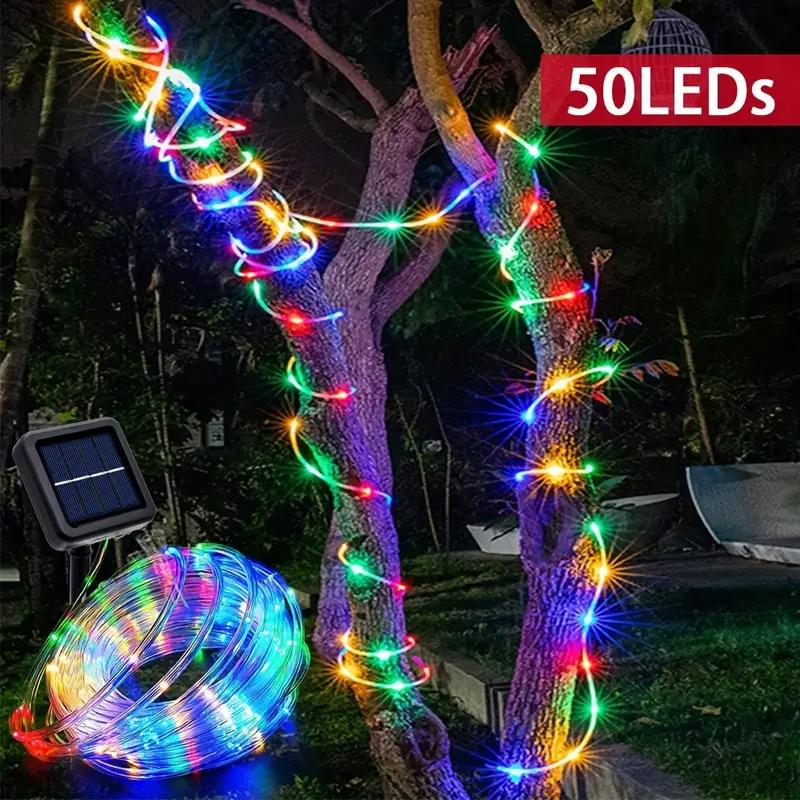 

1 шт. Солнечный шнур, уличный светодиодный светильник, медная гирлянда, трубчатые светильники для вечеринки, сада, крыльца, двора, рождественского праздничного декора для елки