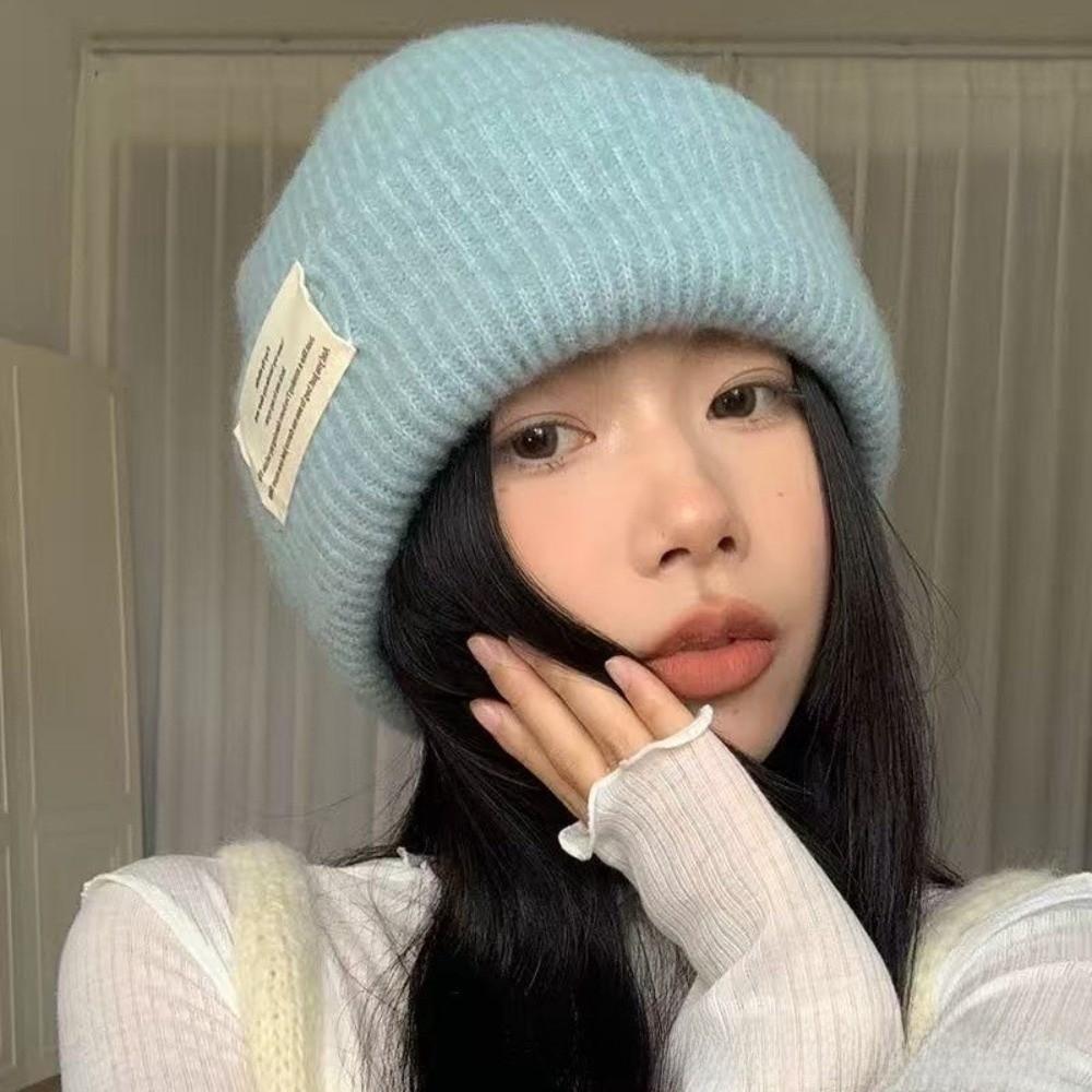 Windproof Beanie Cap Solid Color Crochet Bonnet Hat Fashion Winter Knitted Hat