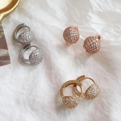 Women's Style Ring Shrinkle Cubic Earrings
