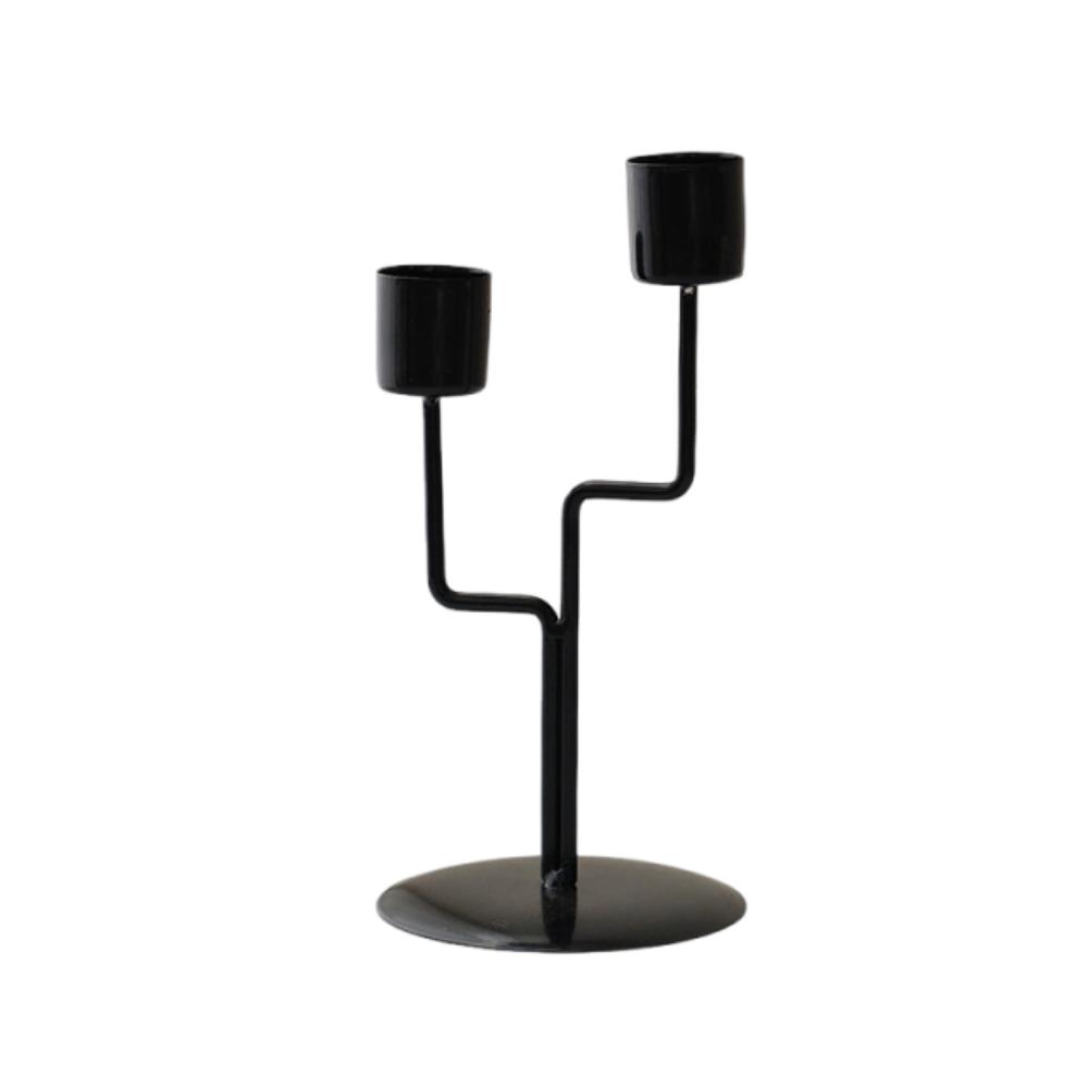 

2/3 Heads Candle Holder Romantic Iron Candles Stand Minimalist Long Candle Candlestick Party Black Style C