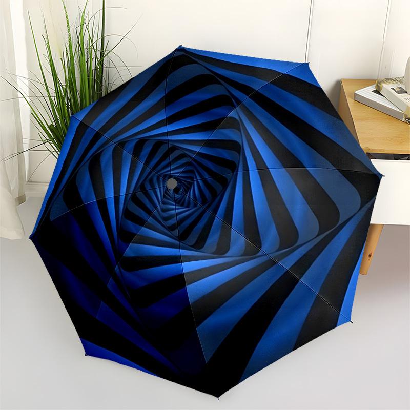 

1pc Blue Spiral Tunnel Automatic Folding Umbrella. casual outdoor accessory, for all seasons yy250924070