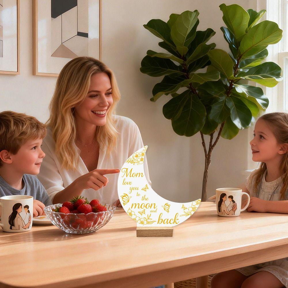 Black Gold Desktop Ornament Mother's Day Decorative Figurine 3D Moon Decorative Ornaments  Gift