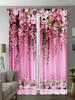 2pcs- Noble Pink Rose Polyester Curtains, Pole Bag Curtains 42*84, Bedroom, Living Room, Home Room Decoration