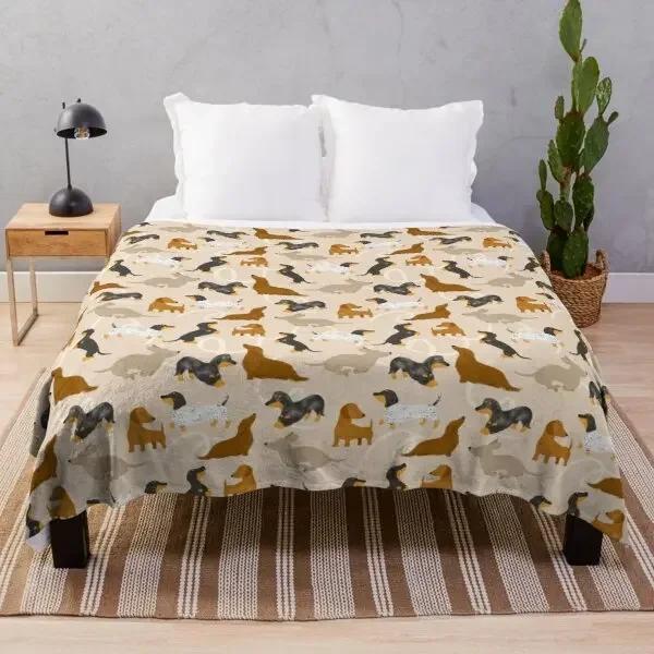 Dachshund Dog Blanket Fleece Spring/Autumn Wiener Sausage Dog Lightweight Throw Blankets for Sofa Car Bed King Queen Size