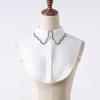 Women's Fashion Embroidered Chiffon Fake Collar with Black Edge Wave Embroidered Collar Paired with Sweater Shirt Versatile Coll