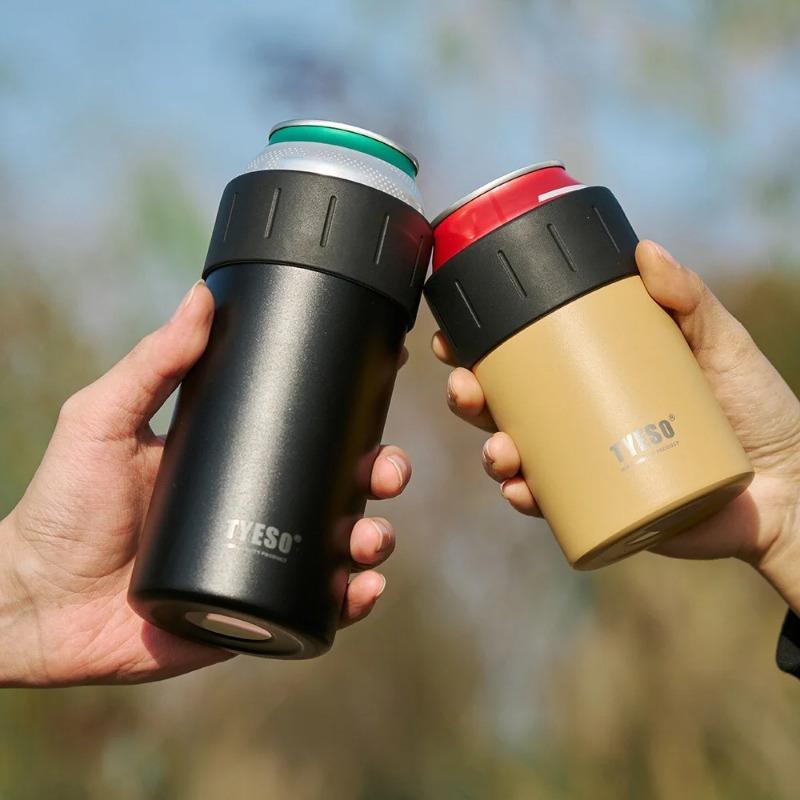 TYESO 12/18oz Stainless Steel Insulated Beer Bottle & Can Cooler Keep Warm and Cold Vacuum Portable Anti Slip Beer Cup Covers