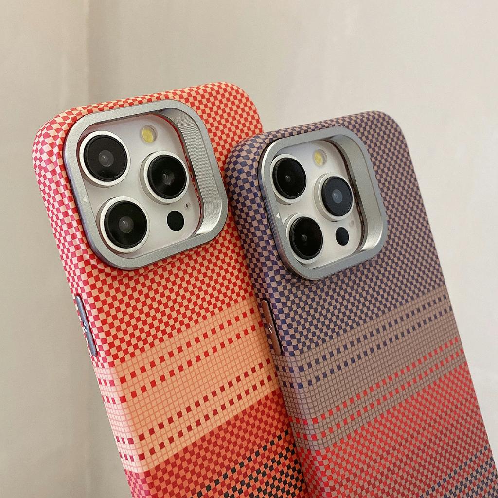 For iPhone 14 Pro Max Case Compatible with MagSafe PC Phone Back Cover Metal Lens Frame Kickstand