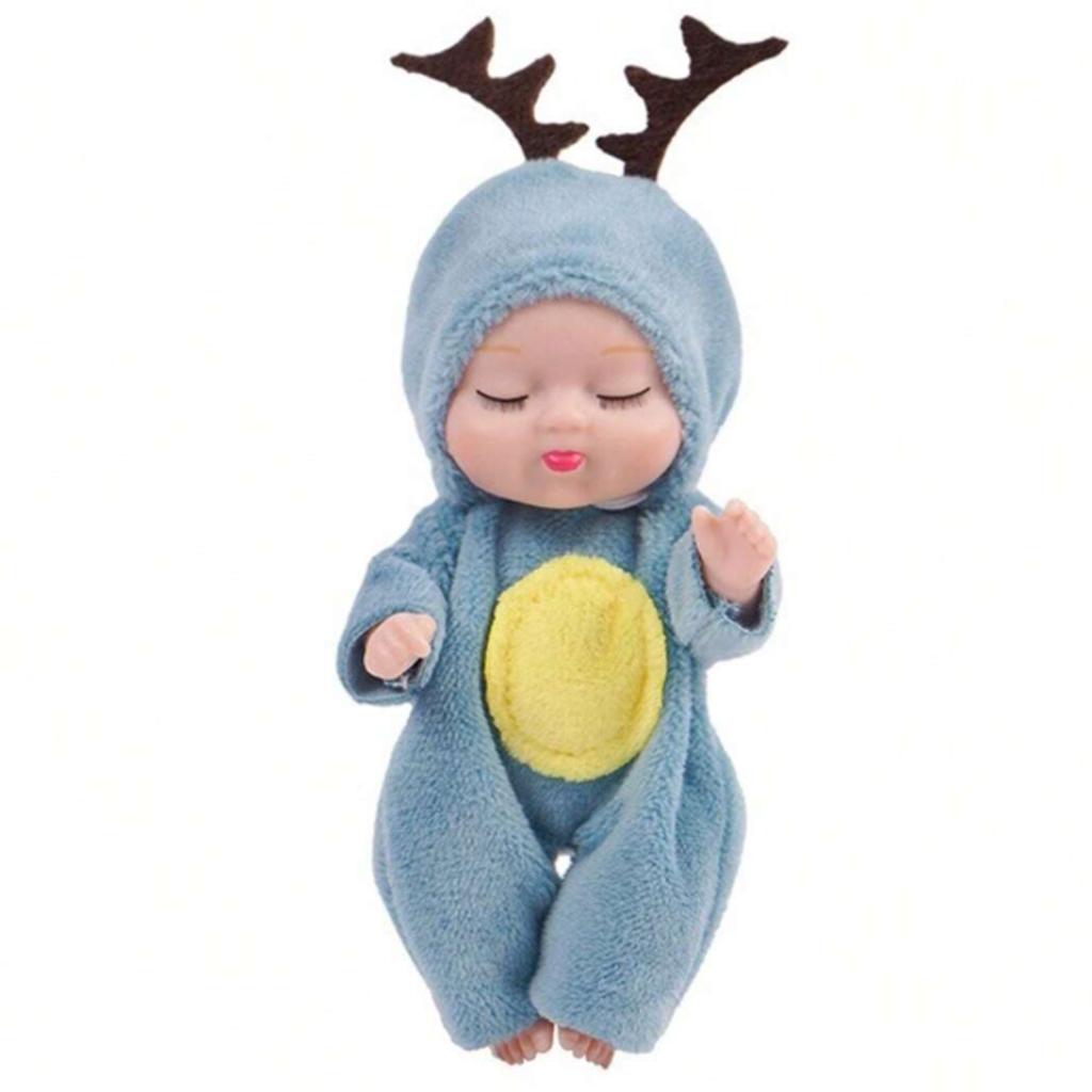 1/Pcs 4-Inch Mini Baby Reborn Doll 6-Piece Gift Set Cute Baby Doll Toy With Animal Clothes Can Sit Or Lie Down