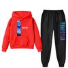 Womens Winter Casual Hooded Sweatshirt Pants Set With Print Loose Fit Streetwear