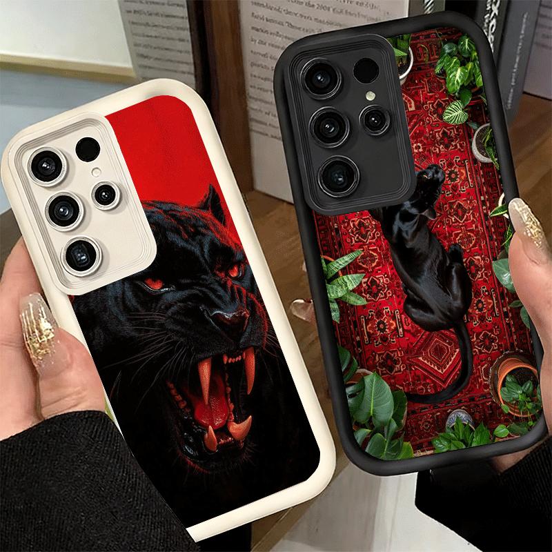 Handyhülle für Samsung Galaxy S26 S25 Ultra S24 FE Black Panther Coole Tierhülle S23 Plus S22 + S21 S20 5G Weiches Silikon Funda