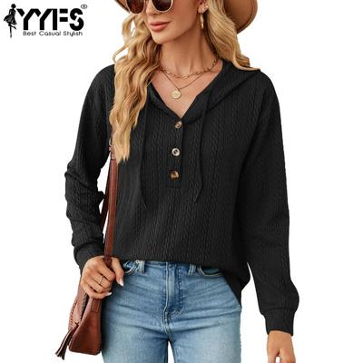 Women's Fashion Casual Solid Color Print Long Sleeve Hooded Hoodies & Sweatshirts