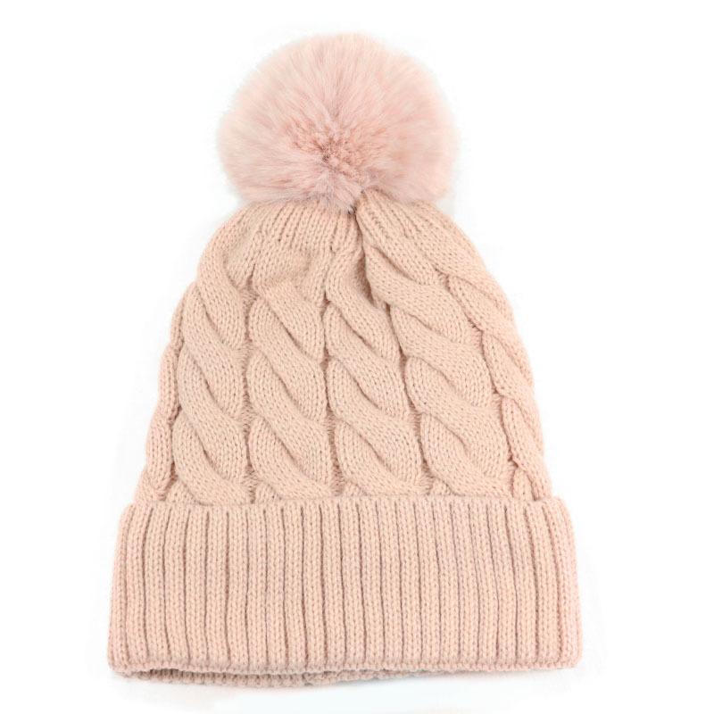 Autumn and Winter New Wool Hat Women's Knitted Hat Twist Pattern European and American Fashion Velvet Thickened Winter Warm Hat