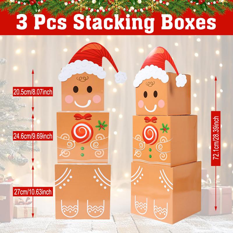3pcs Christmas Snowman Stacking Boxes Merry Christmas Party Decoration 2026 Xmas Stacking Boxes Navidad Natal New Year Gift 2026