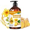 Unscented Piece Ginger Massage Oil Essential for Lymphatic Drainage Therapy, Spa Relaxing, Muscle, and Body Massage 1 Pcs 200ml