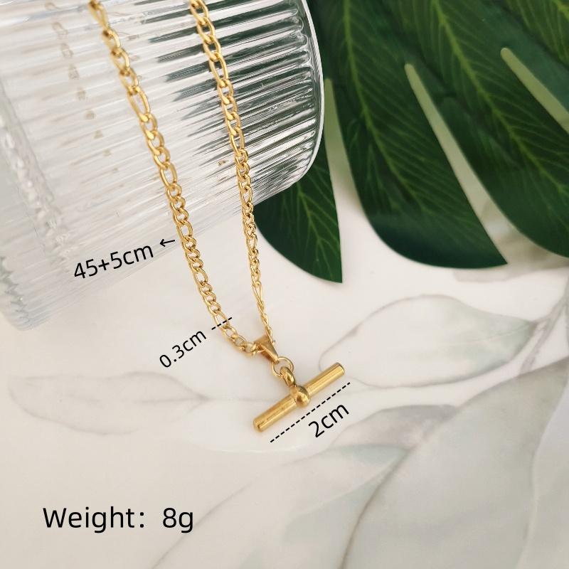 1pcs stylish simple t-shaped pendant titanium steel gold-plated personality light luxury collarbone chain necklace