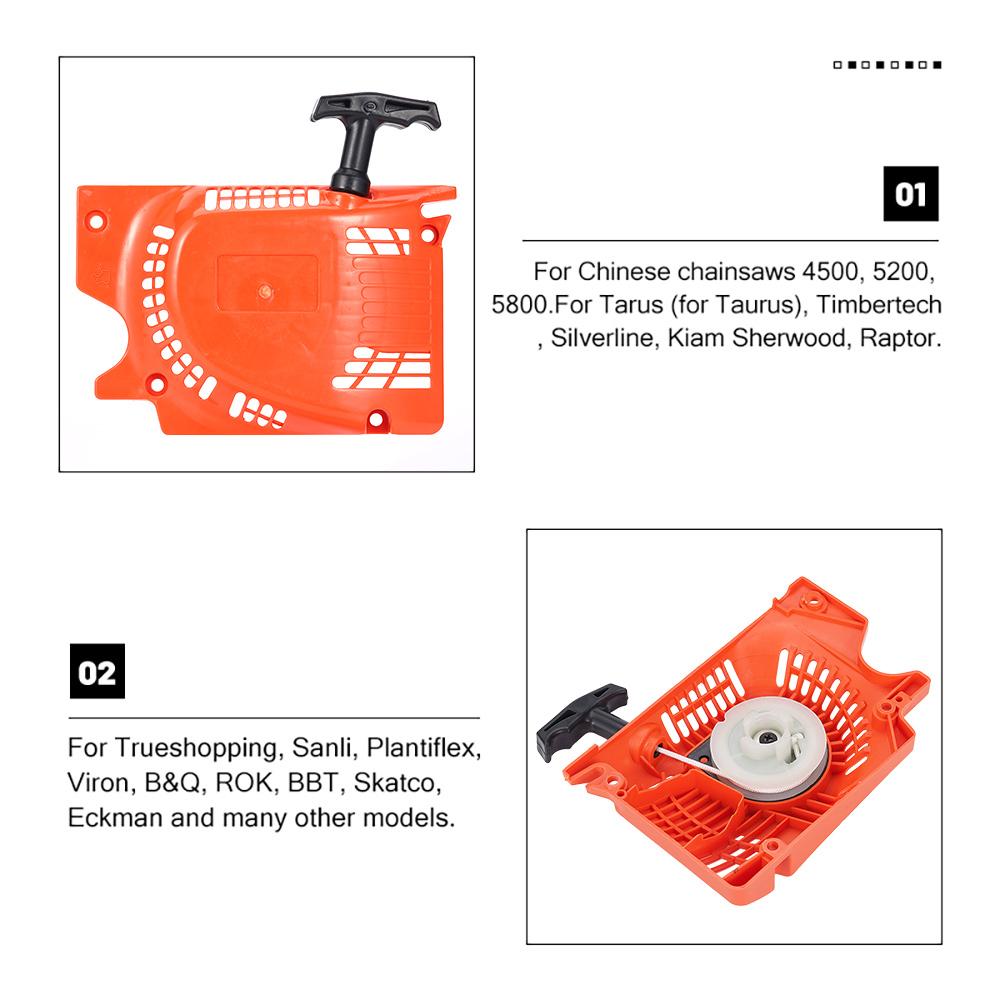 Lawn Mower Starter Hand Pull Accessories  Lawn Mower Starter Replacement for Chinese Electric Saws 4500 5200 5800 45 52cc 58cc