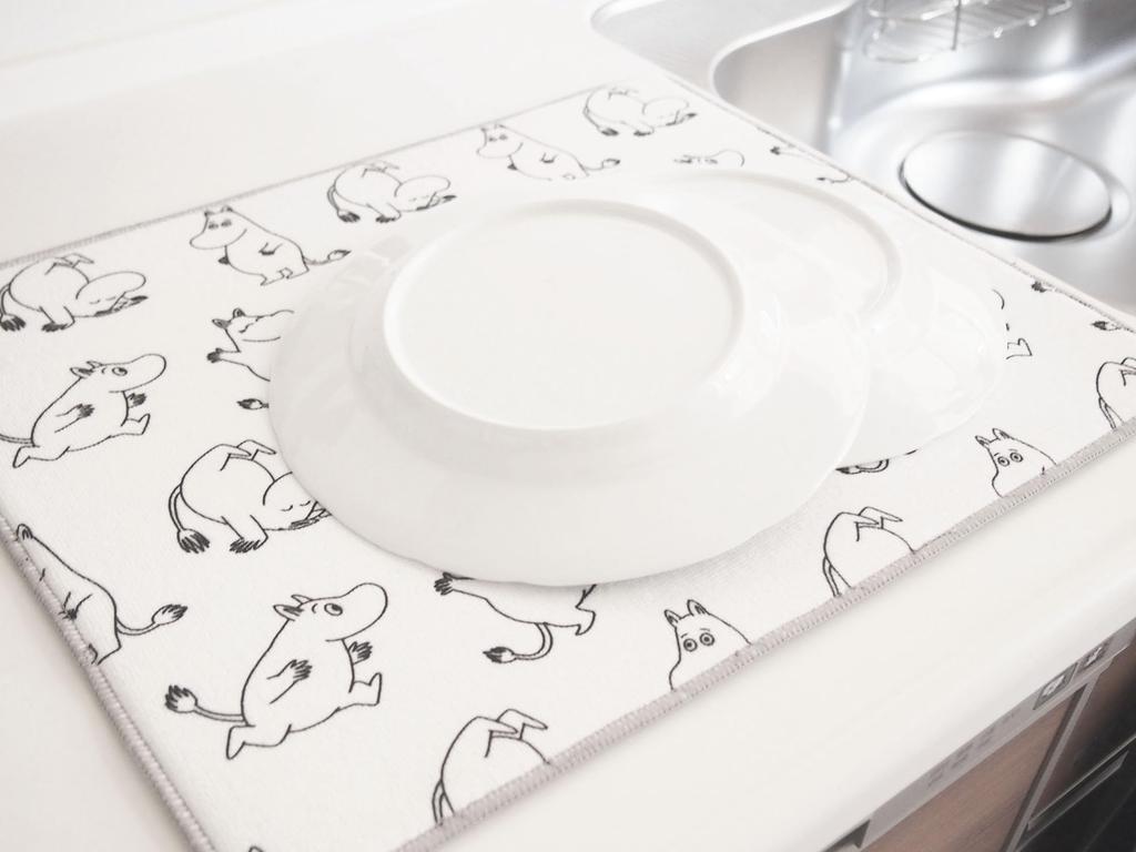 MOOMIN Water Absorbent Draining Mat Set Little Okato 3-Piece (Moomin, My, Snufkin)