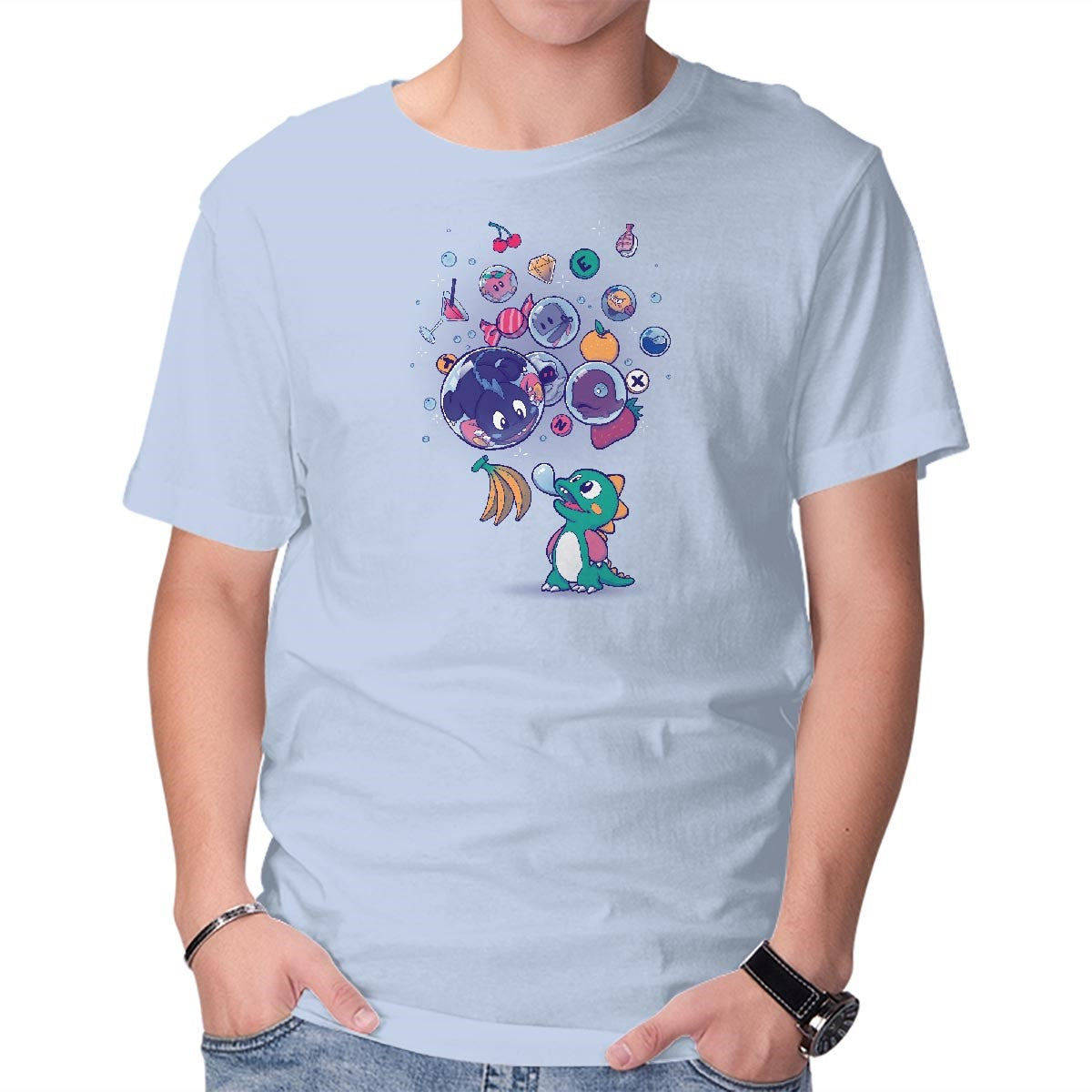 Unisex Crew Neck T-Shirt Many Bubbles Graphic Short Sleeve Casual Tee S