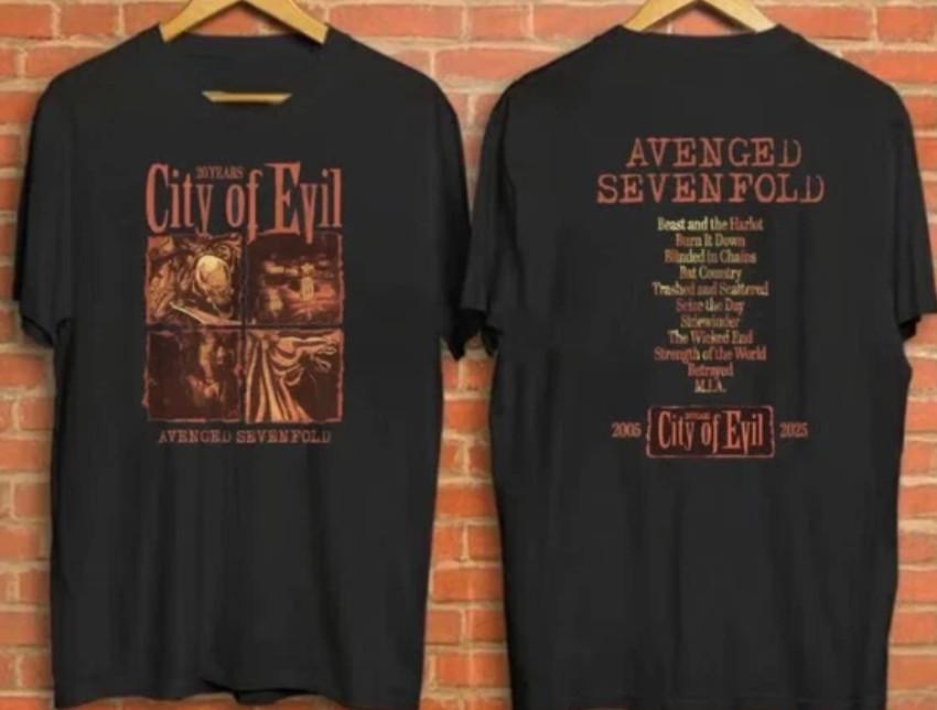 Avenged Sevenfold A7X City Of Evil 20th Anniversary Two-Sided T-Shirt S-5XL Unisex T-Shirt XXXXL