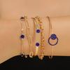 Vintage Blau Strass 5-teiliges geschichtetes Damen Armband Set