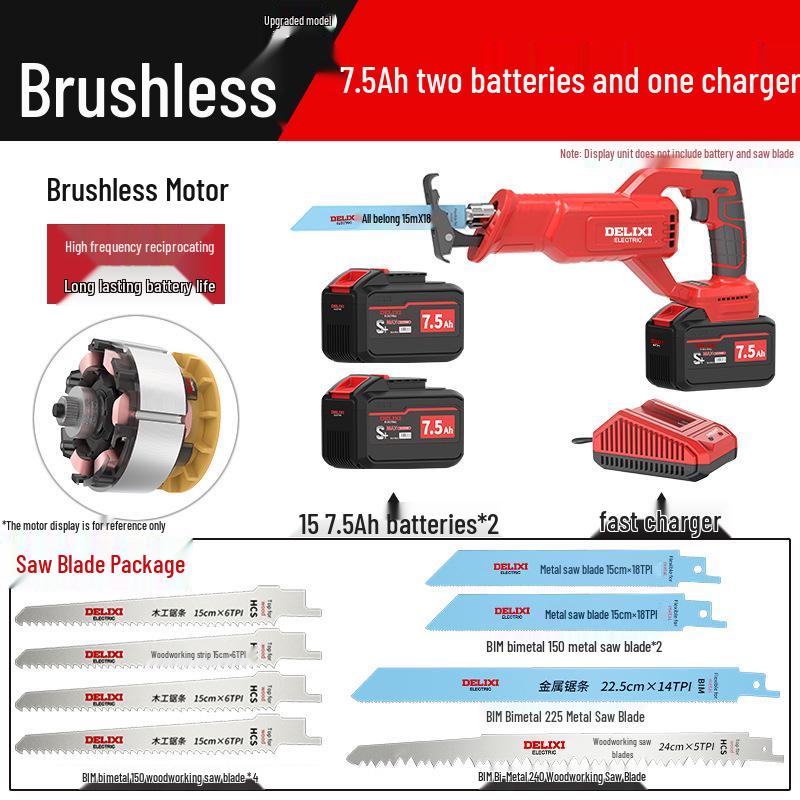 Delixi Cordless Brushless Reciprocating Saw with Lithium Battery for Outdoor Use