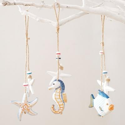 Mediterranean Sea Series Wooden Pendant Wooden Material Wall Pendant Decoration  Nautical Themed