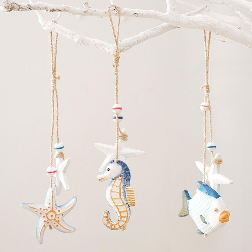 Wooden Material Ocean Animal Pendant Jute Rope Wall Pendant Decoration Home Decoration
