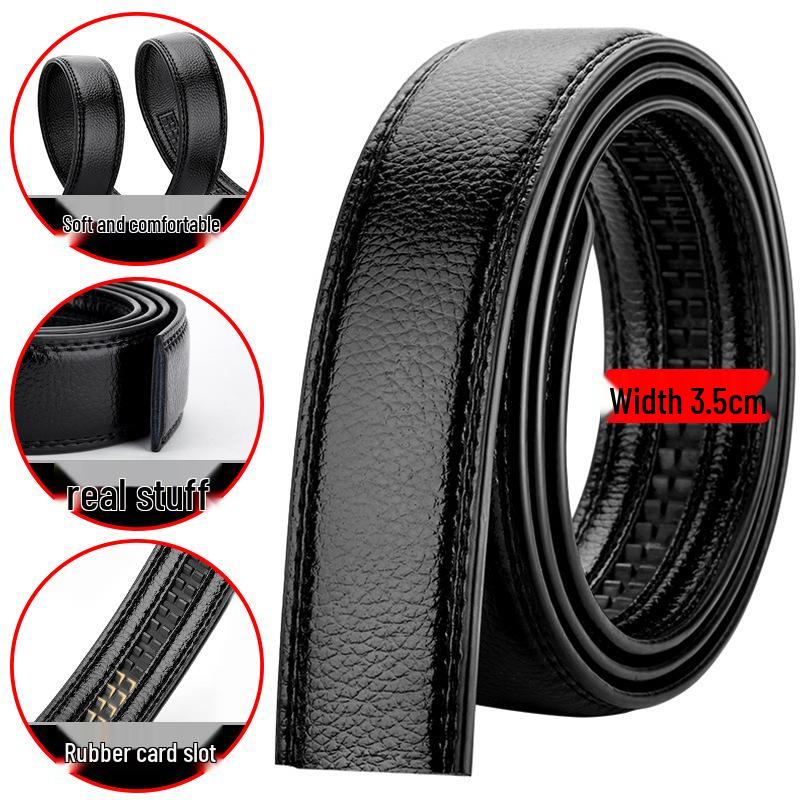Men's Headless Genuine Leather Belt with Automatic Buckle - Fashionable for Business and Casual Wear