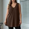 Damen Plus Size Ärmelloses V-Ausschnitt Tanktop Lockere Passform Einfarbige Lässige Sommerbluse Leichter Weicher Stoff Bequem zu Tragen