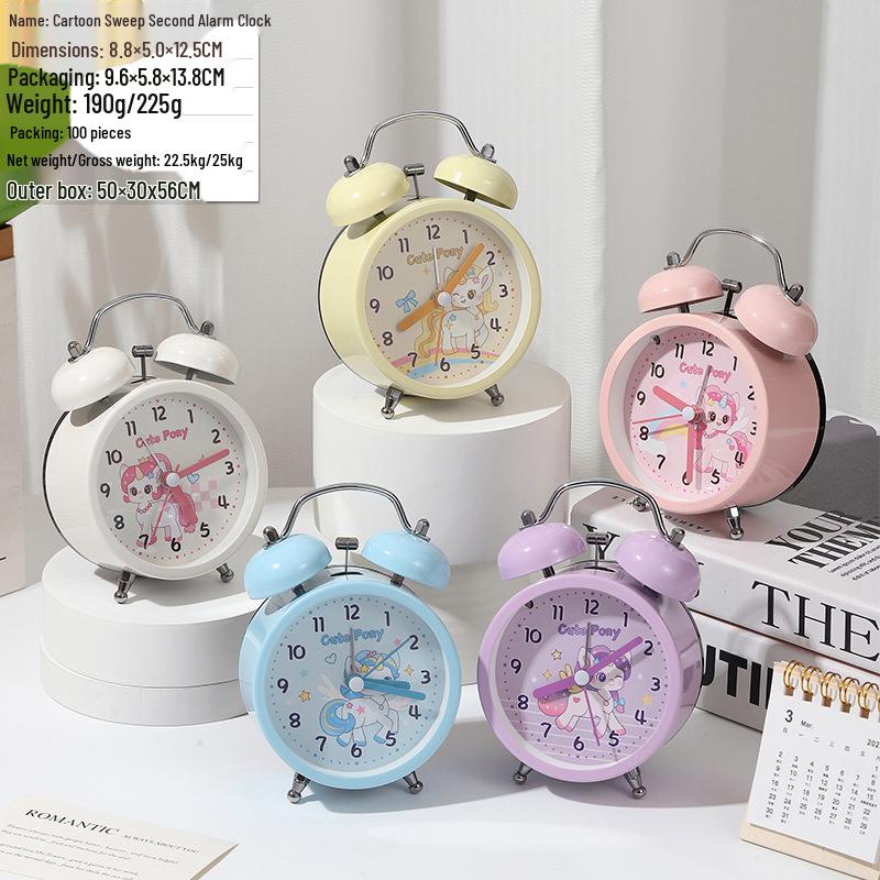 Super Loud Cartoon Metal Desktop Alarm Clock - Silent, Creative Digital Wake-Up Clock