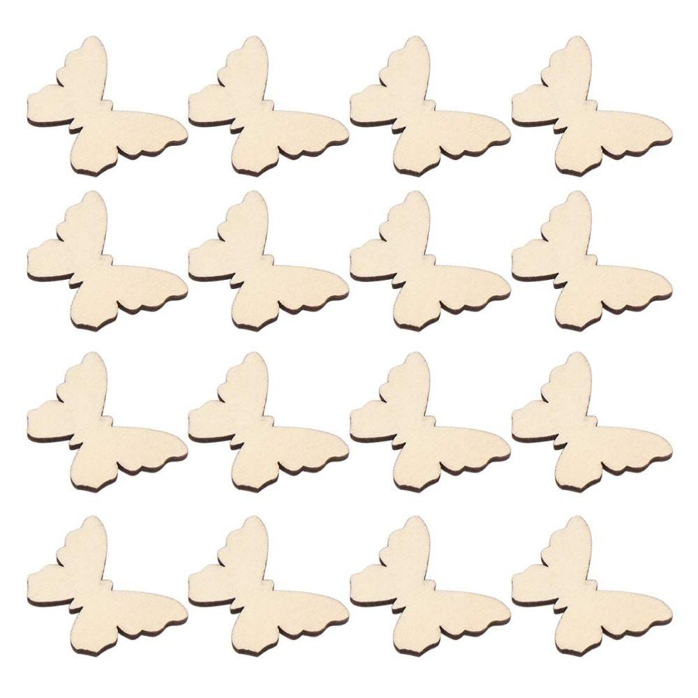 100 шт. Дерев'яні вирізки у формі метеликів Необроблене порожнє дерево Необроблені дерев'яні вирізки Домашня вечірка